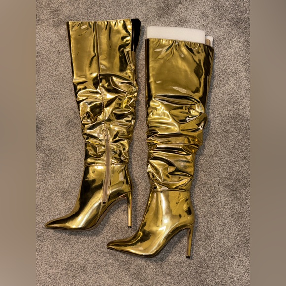 INC International Concepts Shoes - INC International Concepts Metallic Gold Heeled Boots